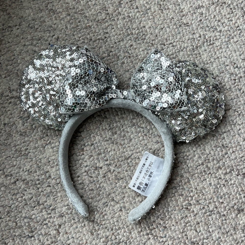 Disney Silver Minnie Mouse Sequin Ears Headband